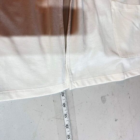 Logo Lounge Cardigan Jersey Knit Cream Chiffon Layer Medium Pockets Tan & white - Picture 12 of 15